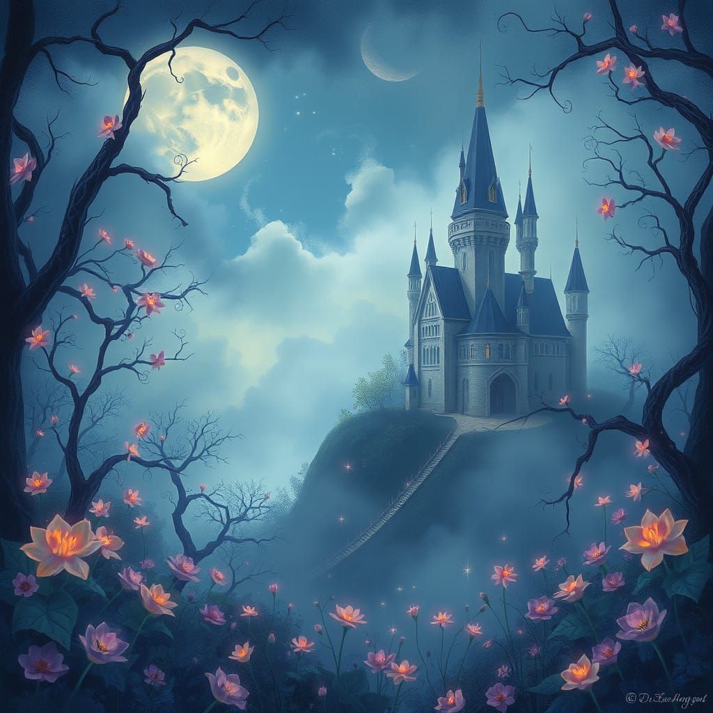 Dreamlike Fortress in Ethereal Bloom