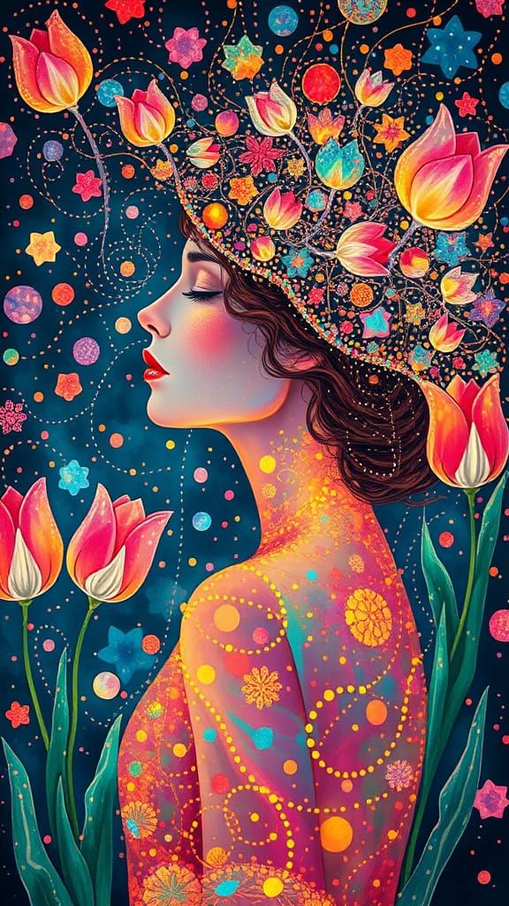 Ethereal Goddess in Iridescent Opal Hues, Whispers of Whimsy