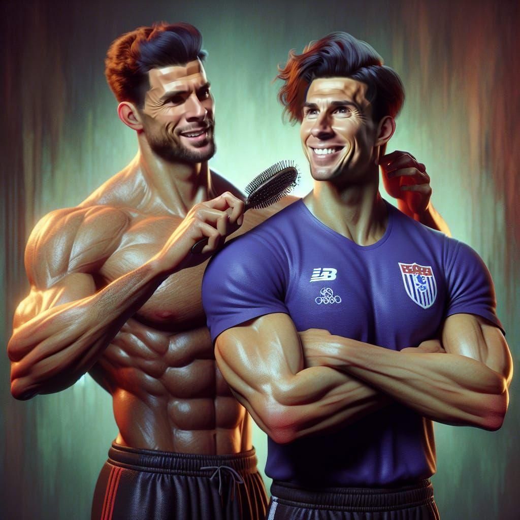 Ronaldo Styles Messi's Hair: A Fantasy Concept Art