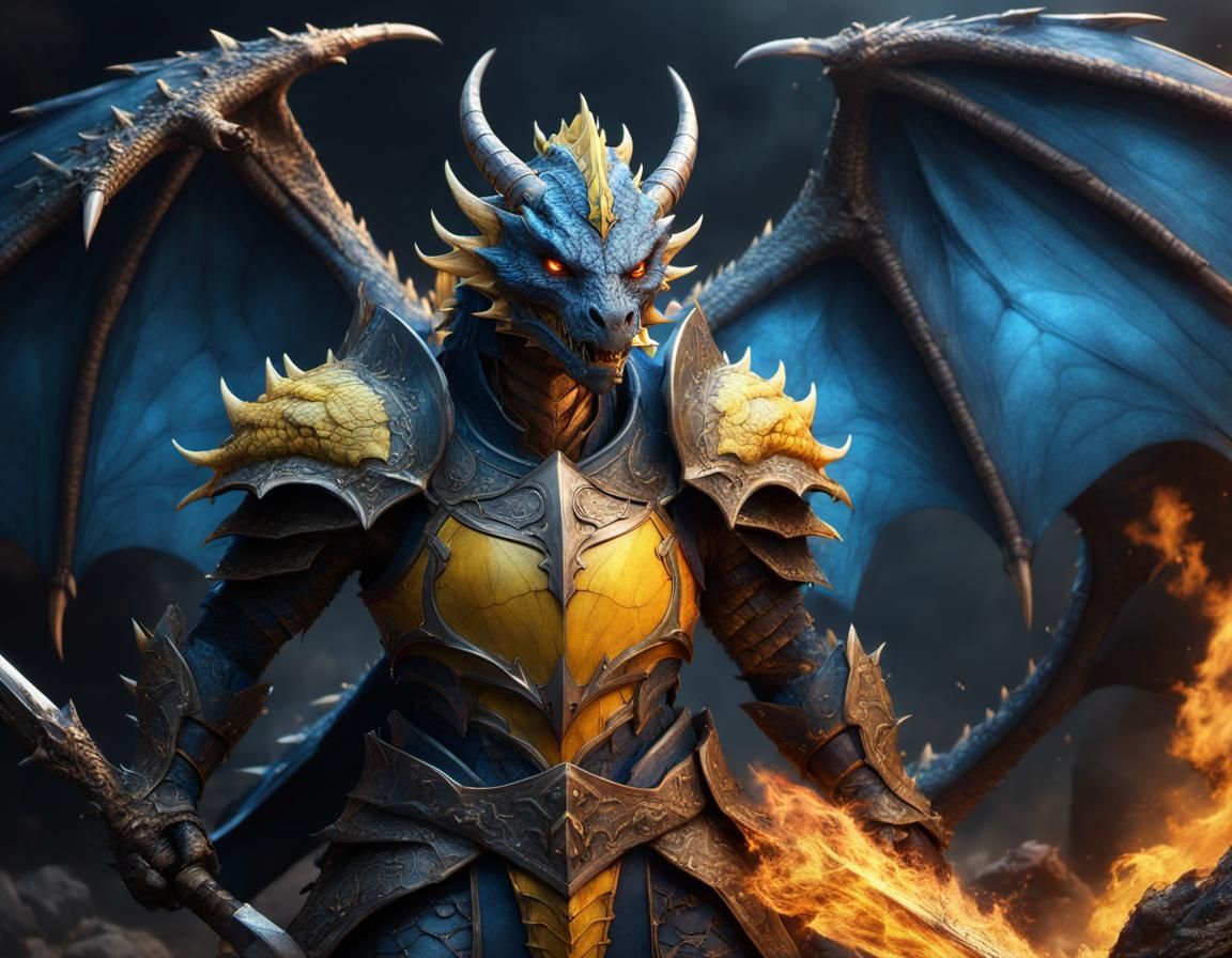 Dragon Warrior with Shield in Fairycore Style