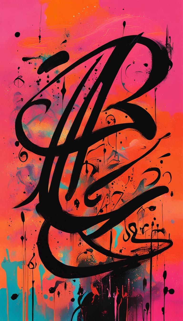 Abstract Arabic calligraphy by Hassan Massoudy, Nile River s...