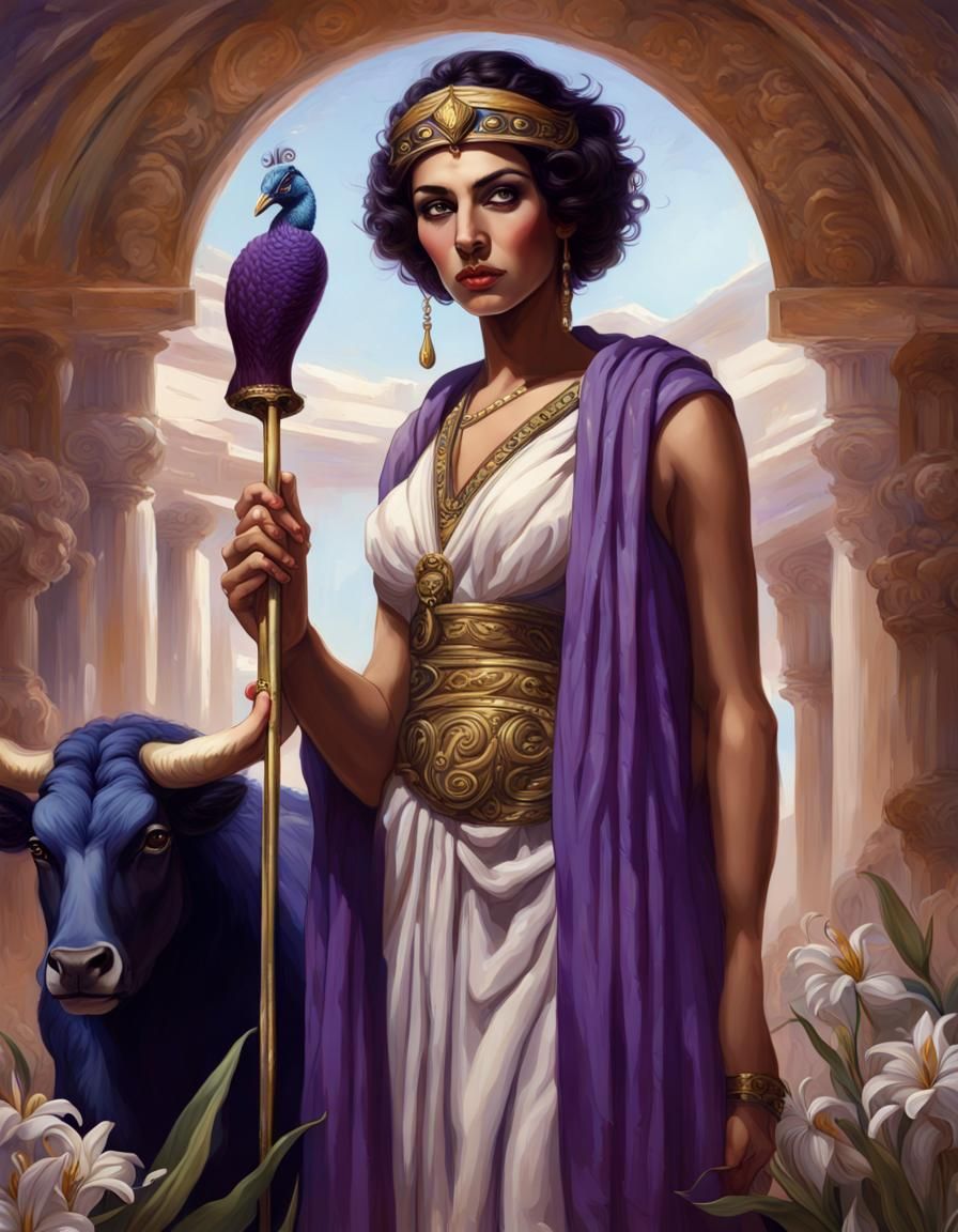 Hera, Queen of the Gods in Art Nouveau Style