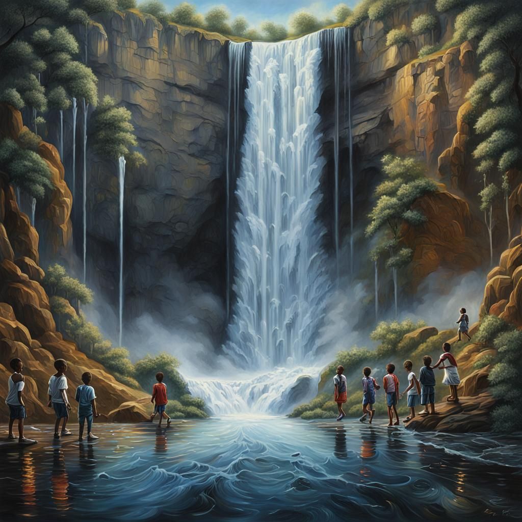 Hyperrealistic Waterfall Painting Comes to Life