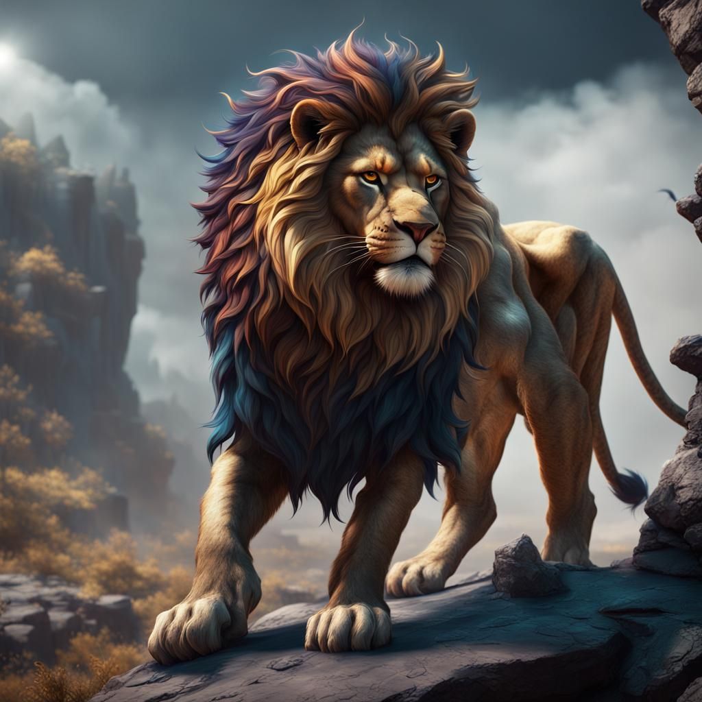 Fantastical Lion in Detailed Matte Painting