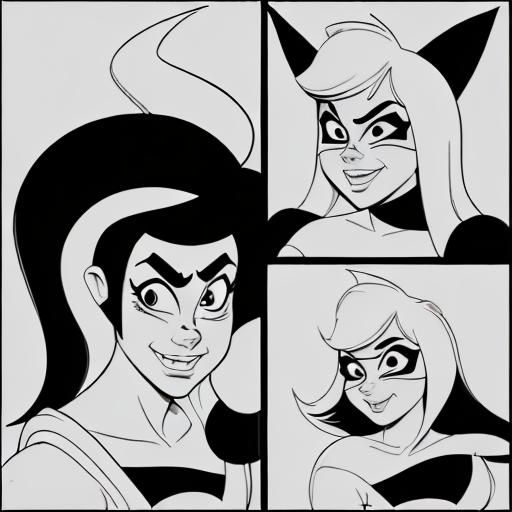 Black and white line art in the classic Hanna-Barbera cartoon style, using even less black than previously mentioned.Emp...