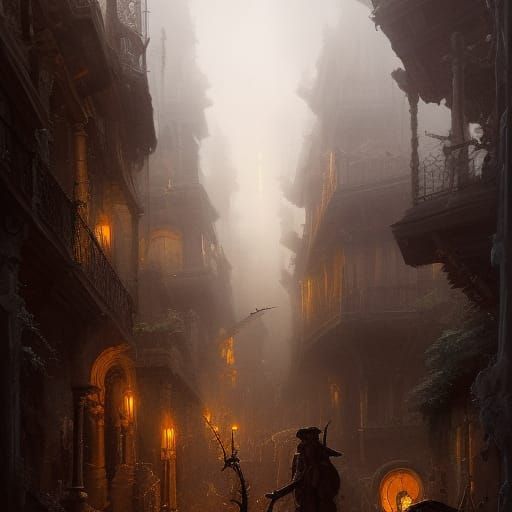 Golden Twilight Jungle: Baroque Fantasy Art
