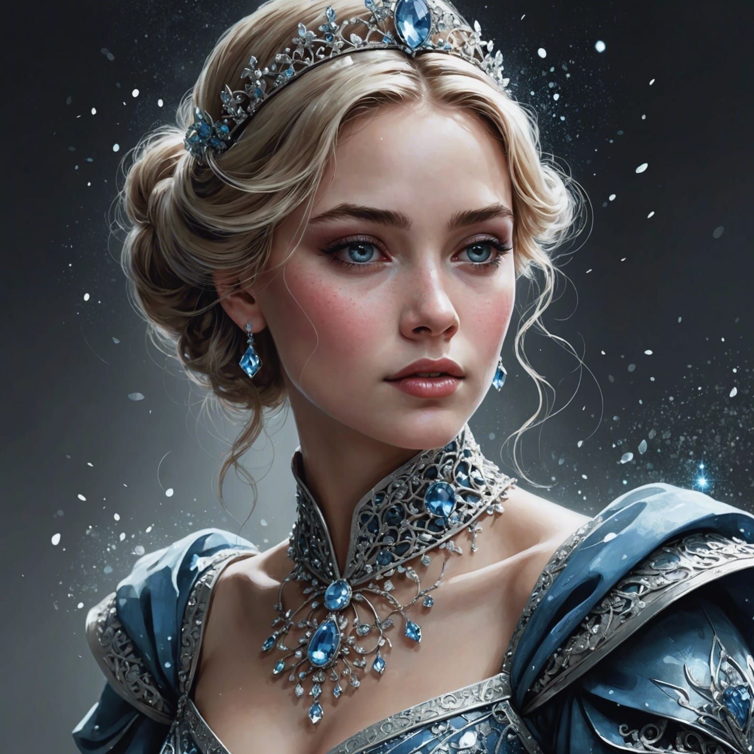 Princess Cinderella Portrait with Silver Filigree Details