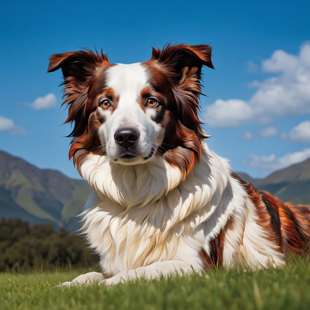 Vibrant Border Collie Portrait in Mosaic Style