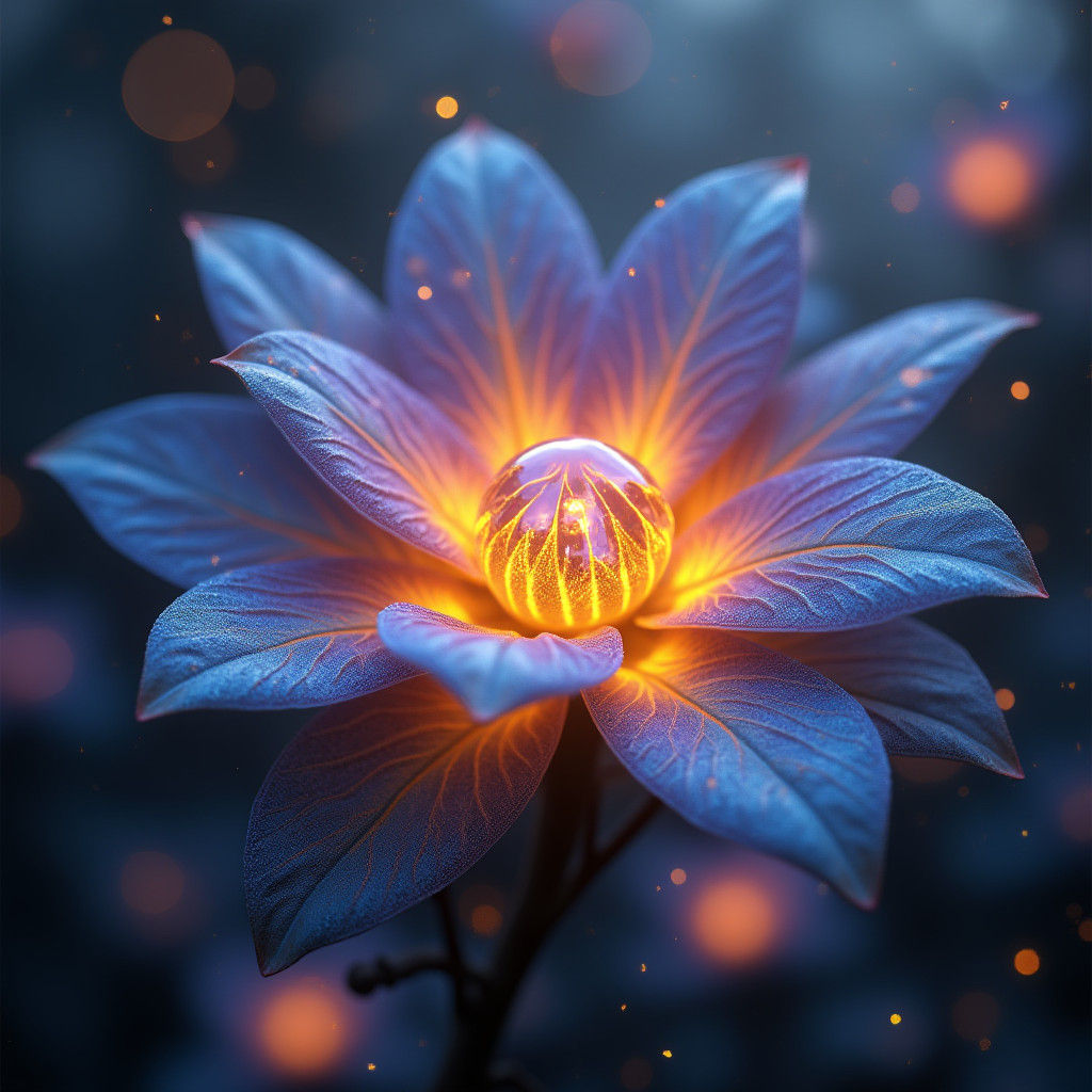 Otherworldly Flower with Glowing Veins in Matte Painting Sty...