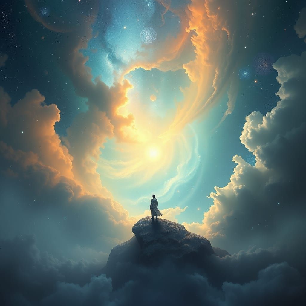 Devout Figure in Communion with the Cosmos