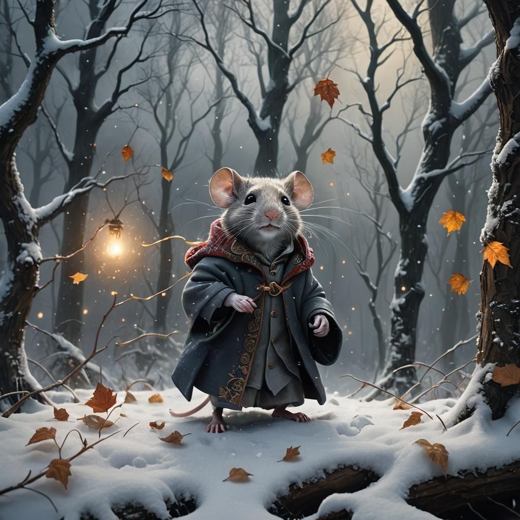 Mouse in Winter Storm: Fantasy Concept Art