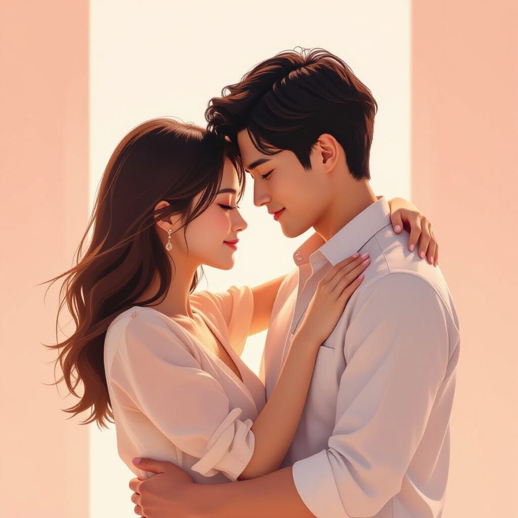 Tender Embrace in Peach and Rose Pastel