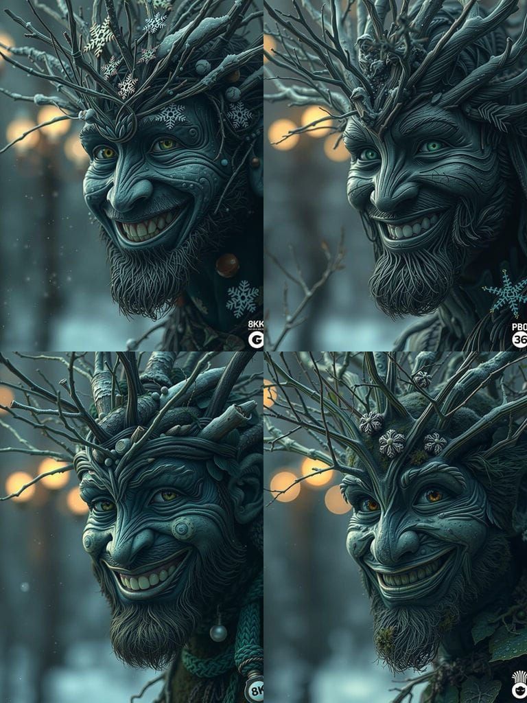 Surreal Close-up of a Smiling Forest Man
