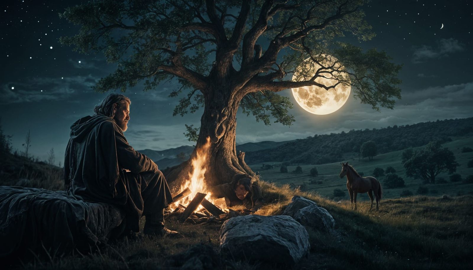 Celtic Man Gazing at Starry Night Sky