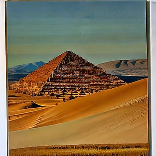 Desert Pyramids in Sandstorm: Abstract Brutalist Art
