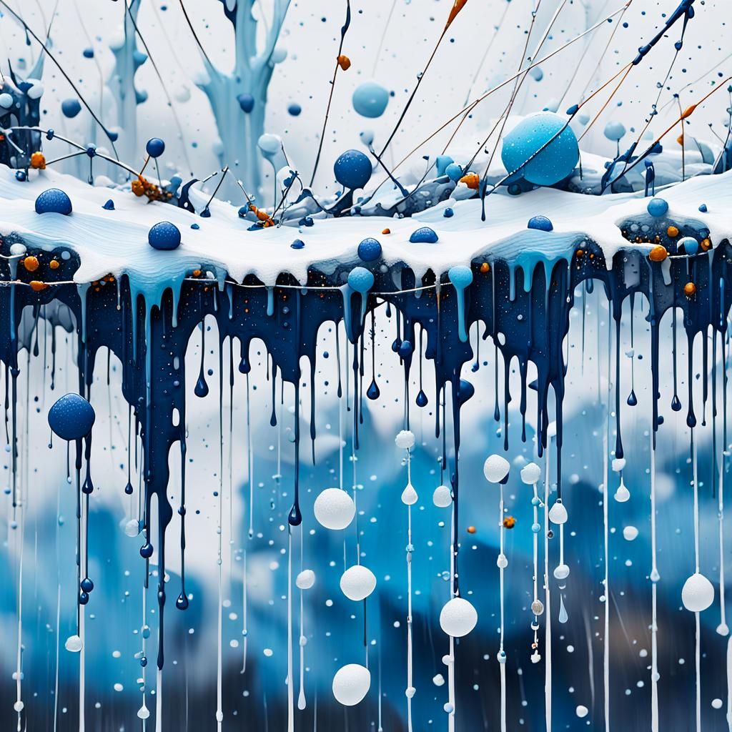 Abstract Expressionist Winter Storm in Macro