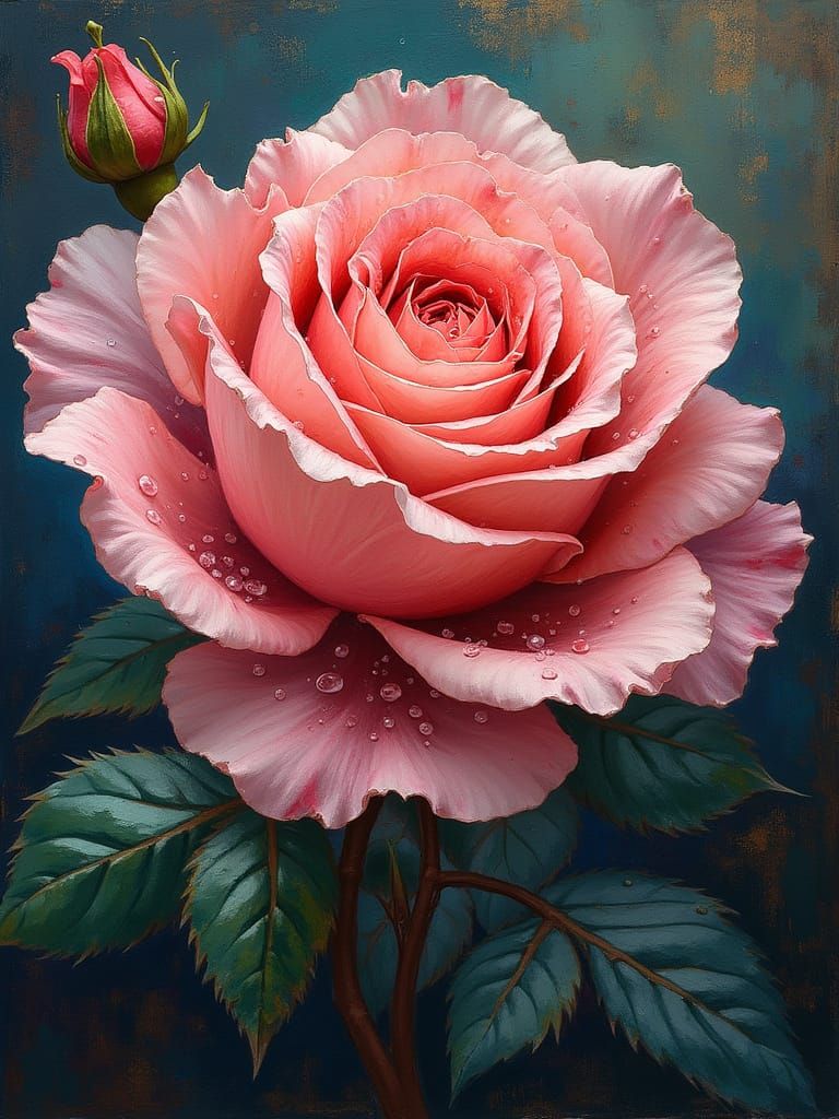 Mystical Rose in Pre-Raphaelite Impasto Style