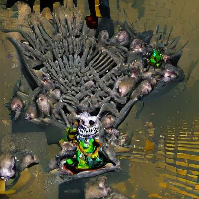 Rat King on Skull Throne: 3D Render