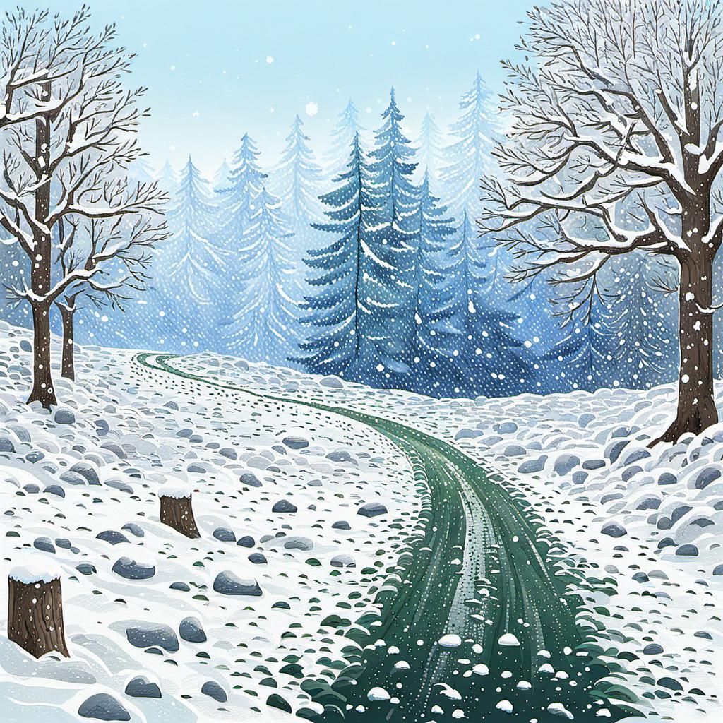First Snow Illustration in Nature