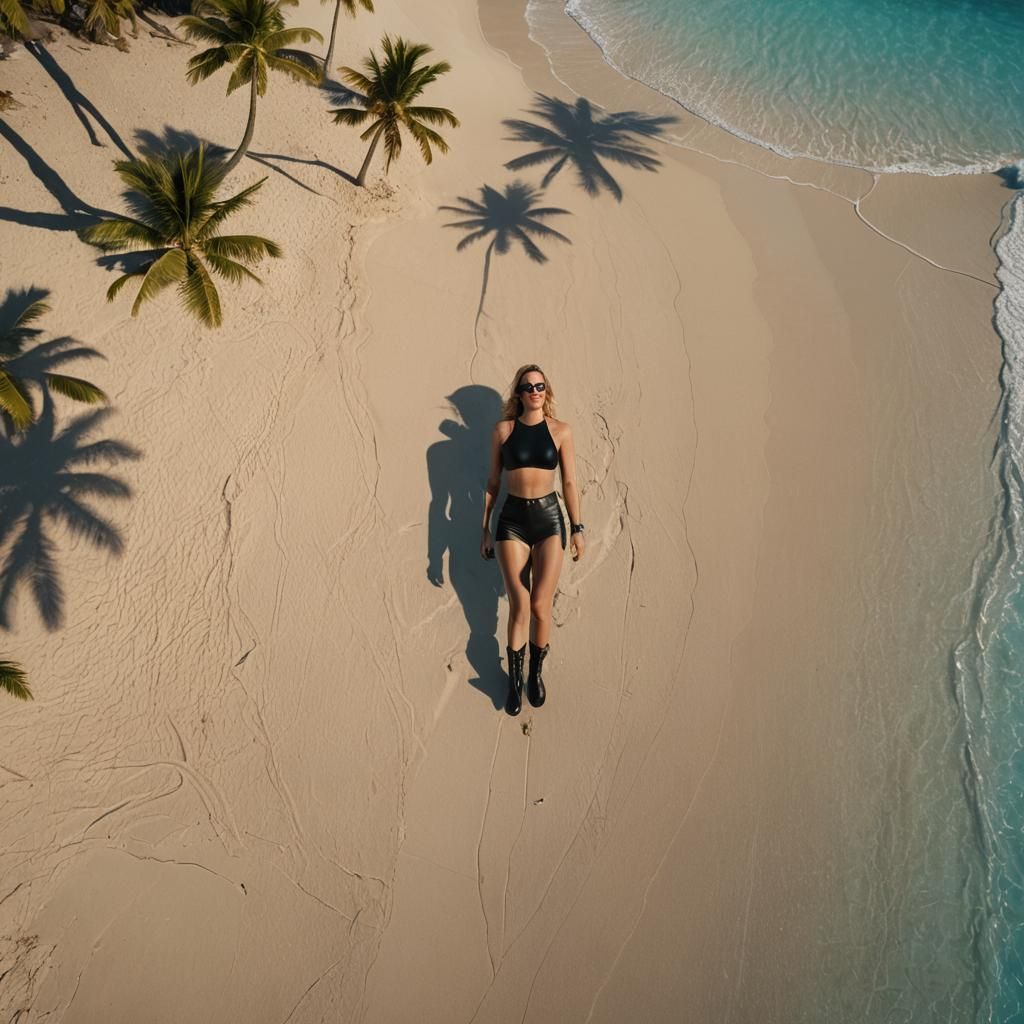 Woman on Tropical Beach at Sunset: Game Still