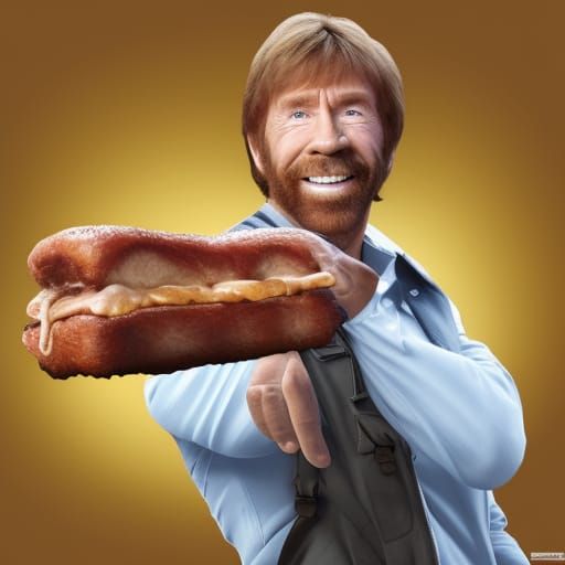 Chuck Norris with McRib: Pixar-Style 3D Rendering
