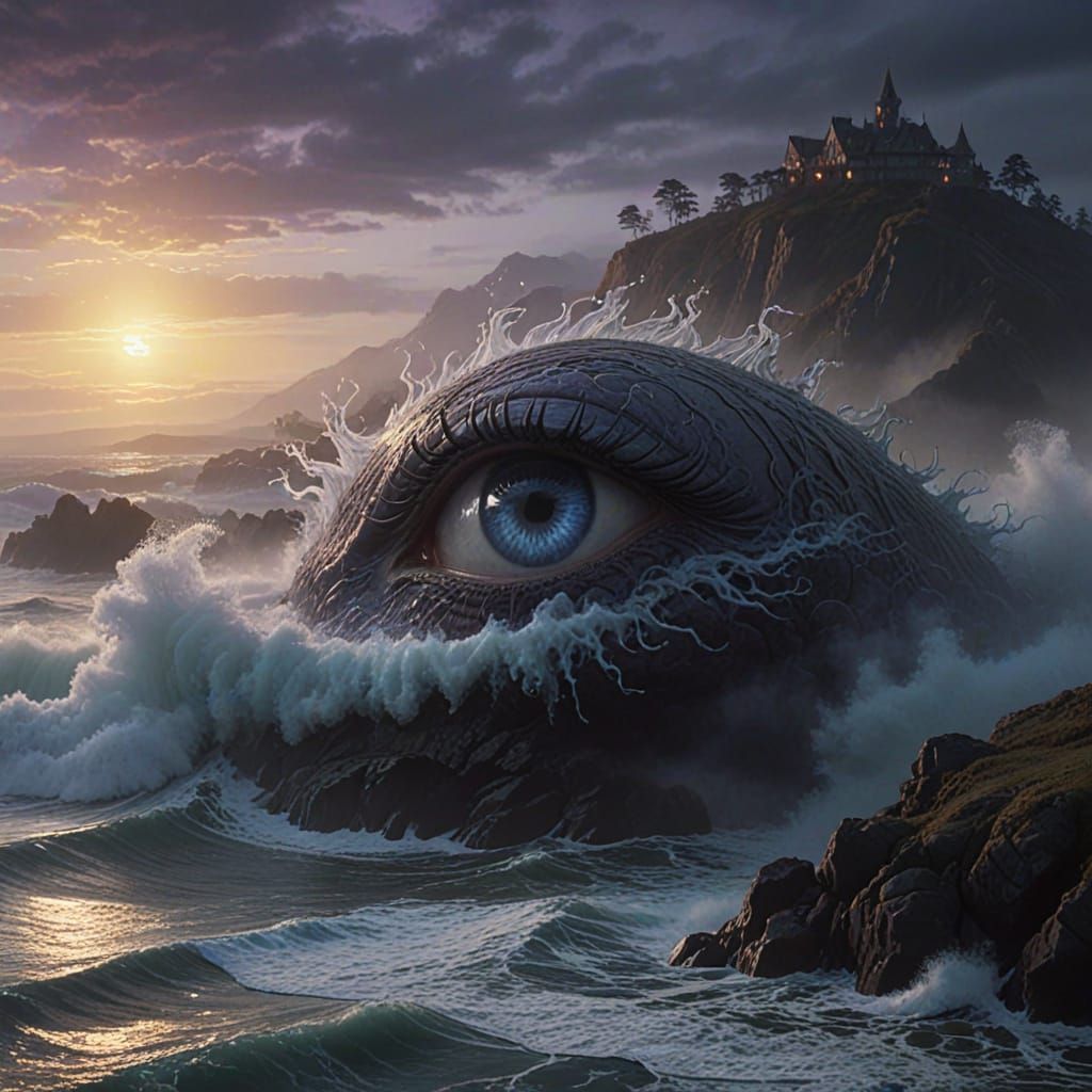 Mysterious Glass 'A' Suspended in Dark Fantasy Scene