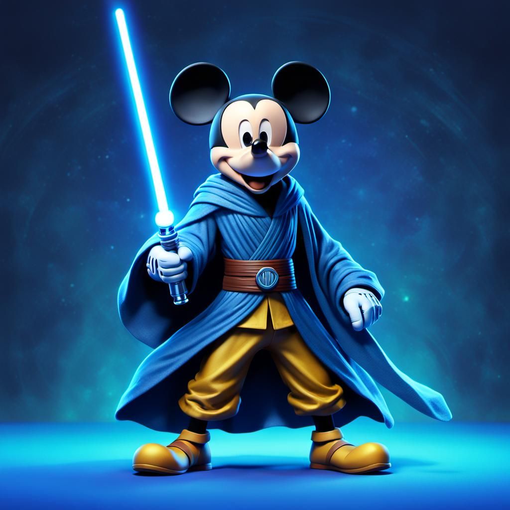 Mickey Mouse as Jedi Knight in 3D Style