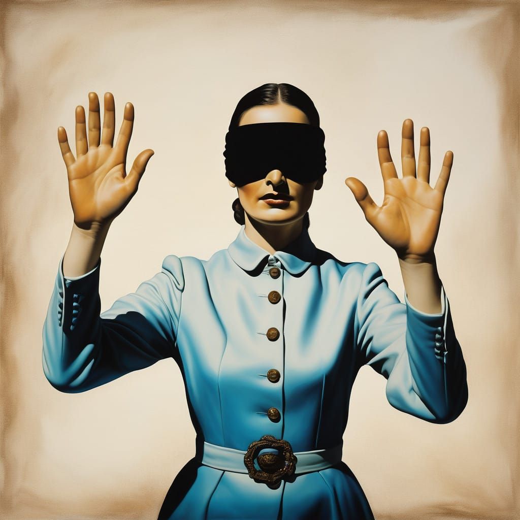 Woman Moves Forward in Surrealistic Dali-Inspired Scene