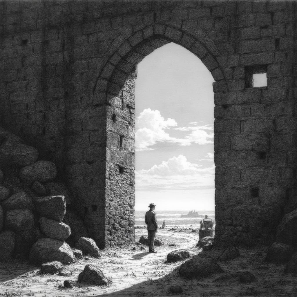 Doorway to a Bright Future in Eraserpunk Style