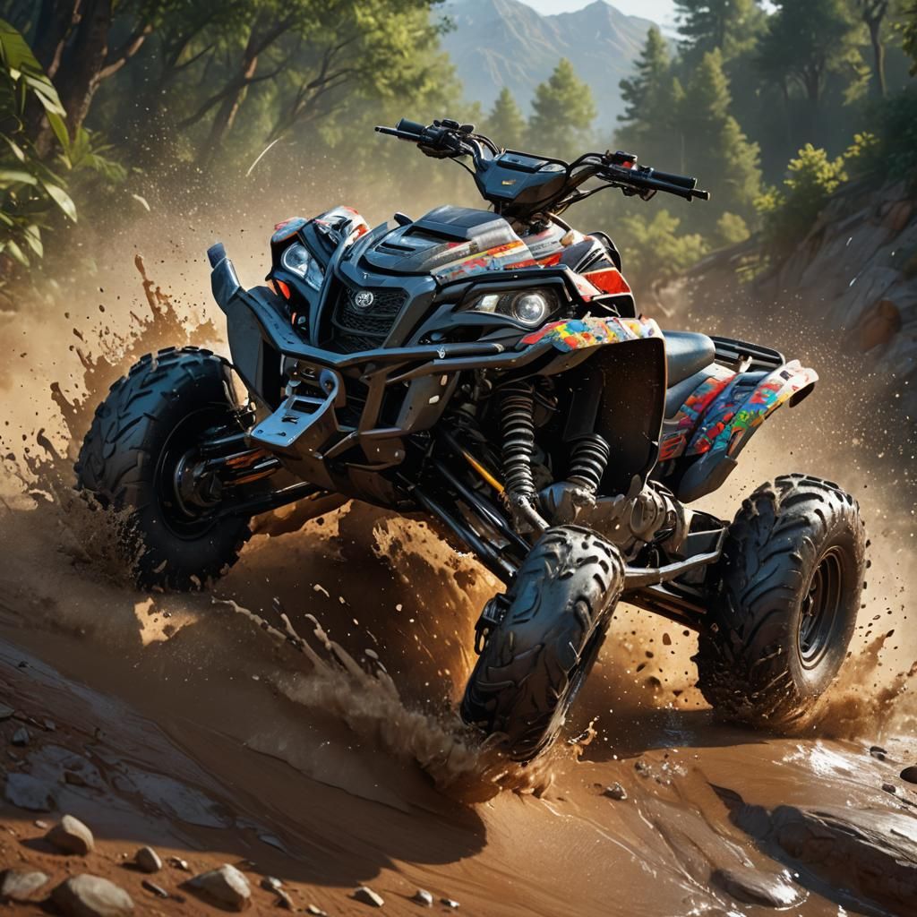 Hyperrealistic ATV in Splash Art Style