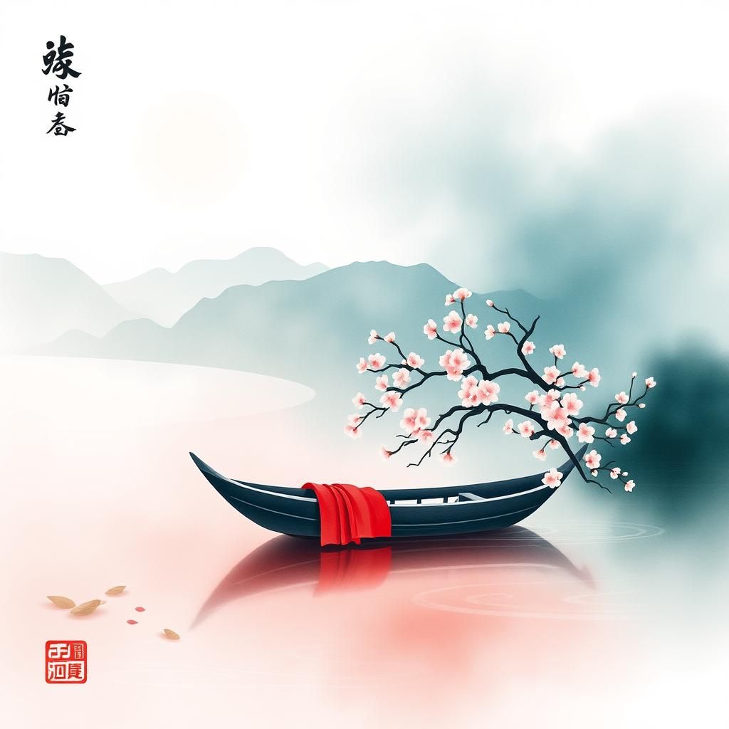 Lunar New Year: Watercolor River Scene in Zen Style