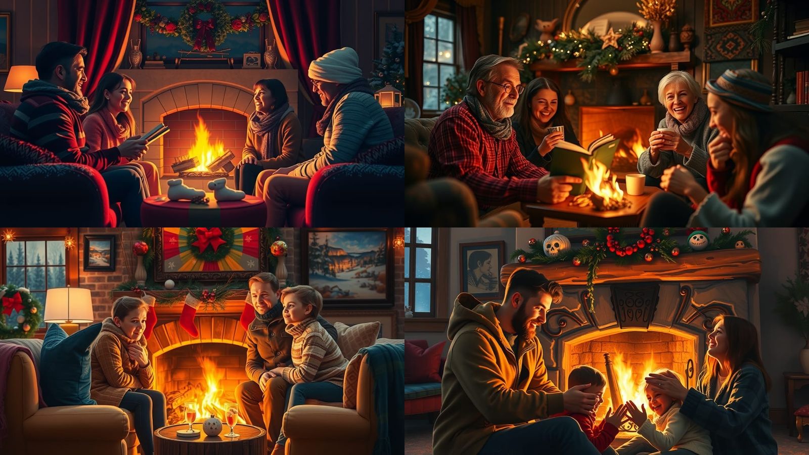 Cozy Winter Evening by Fireplace in Hyperrealistic Splash Ar...