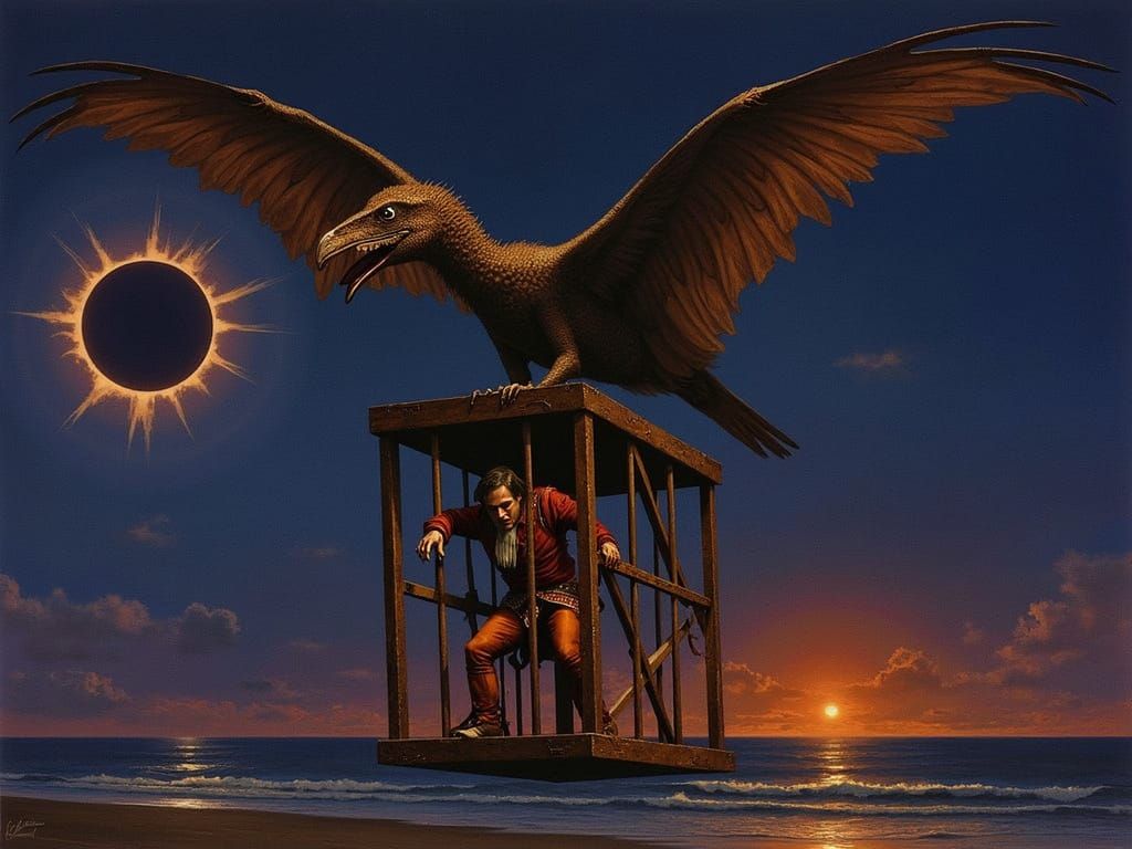 Pterodactyl Cage Flight at Sunset