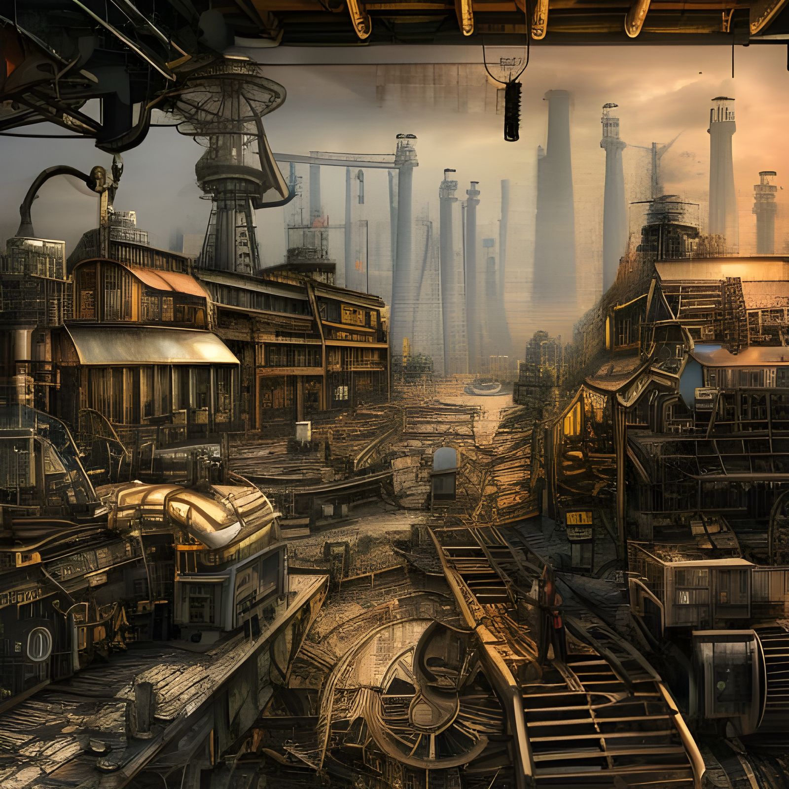 Detailed Industrialpunk Village Digital Masterpiece