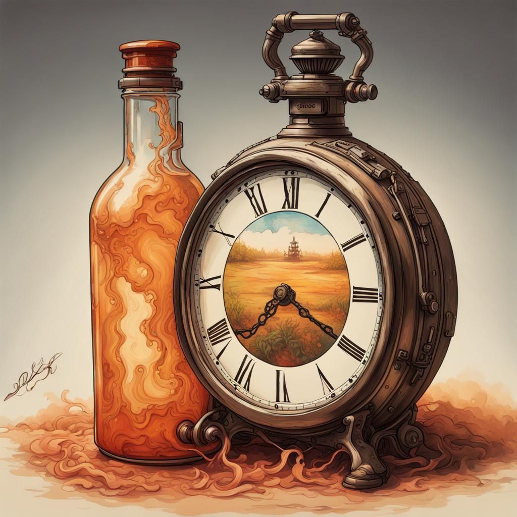 Hyperrealistic Time Contemplation in Splash Art Style