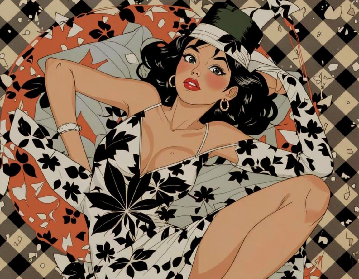 Heroine in Leaf Symbol Nightgown, Dynamic Action Scene