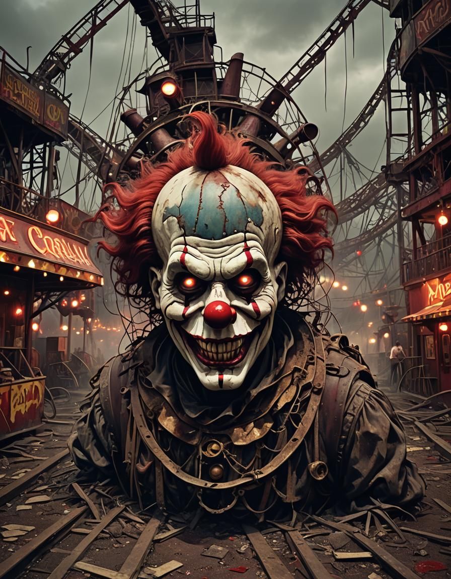 Eerie Carnival Grounds Filled with Chaos