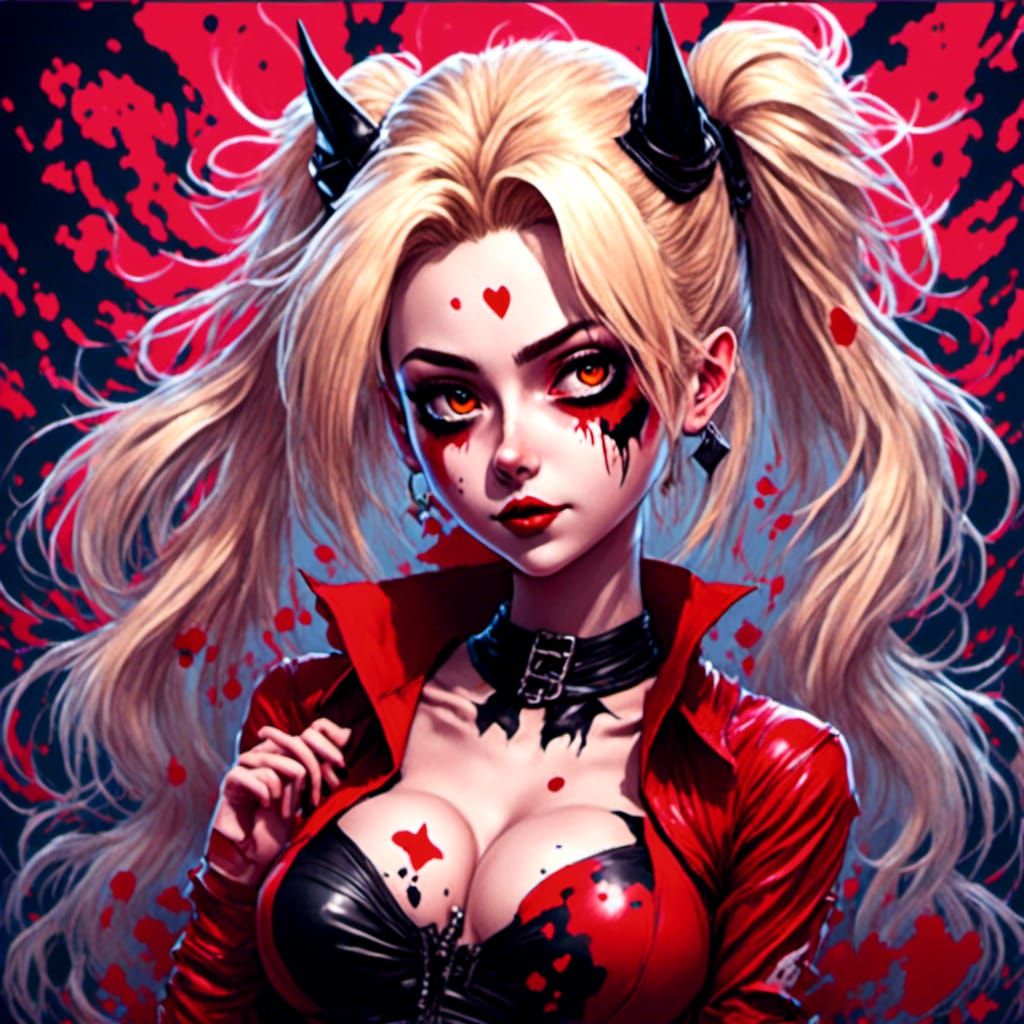 Blonde Woman in Anime Horror Style