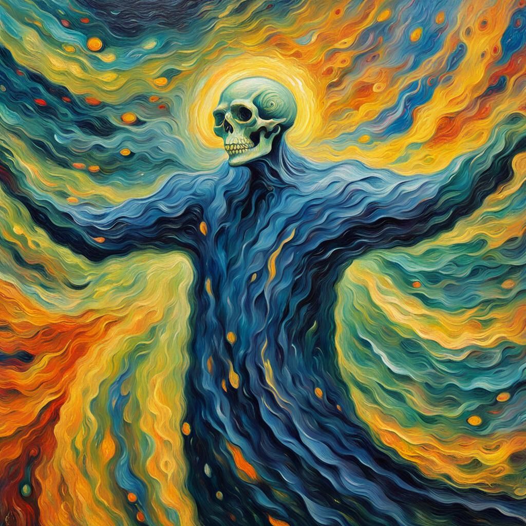 Ethereal Flea Ghost in Expressionist Oil Painting