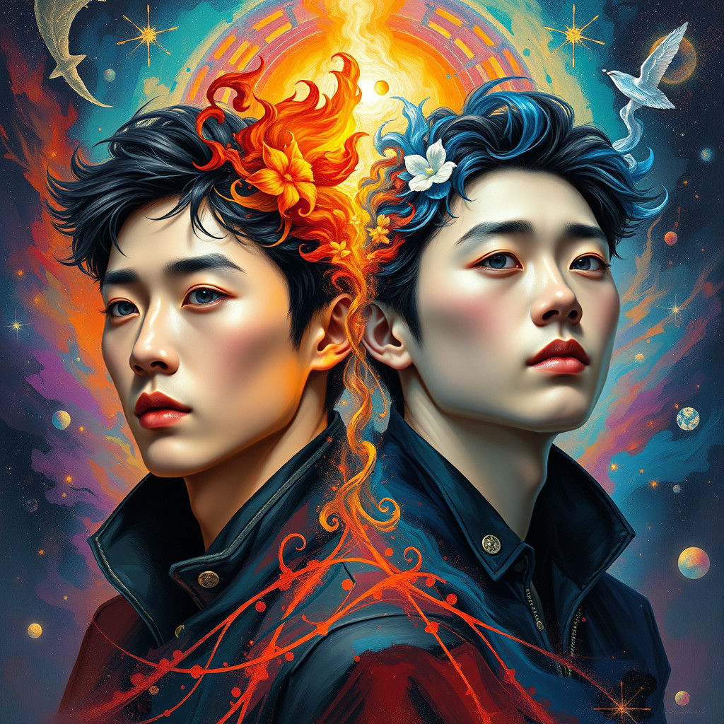Gemini Embodied: Korean Twins in Boris Vallejo Style
