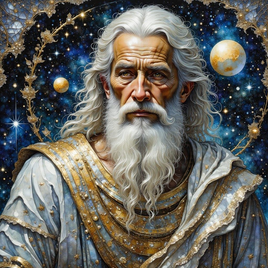 Saturn Portrait in Art Nouveau Impressionist Style