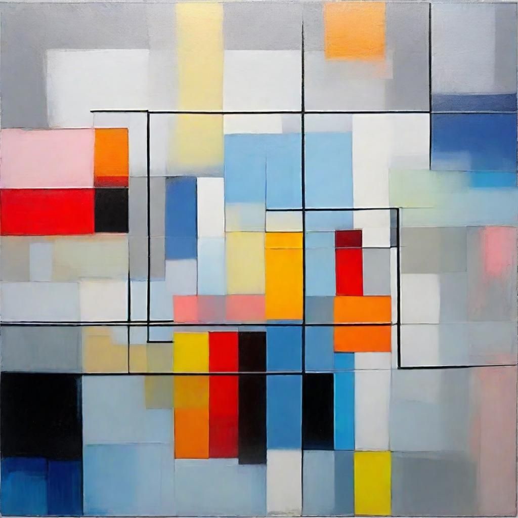 Abstract Oil Painting with Misty Gradients and Neon Accents