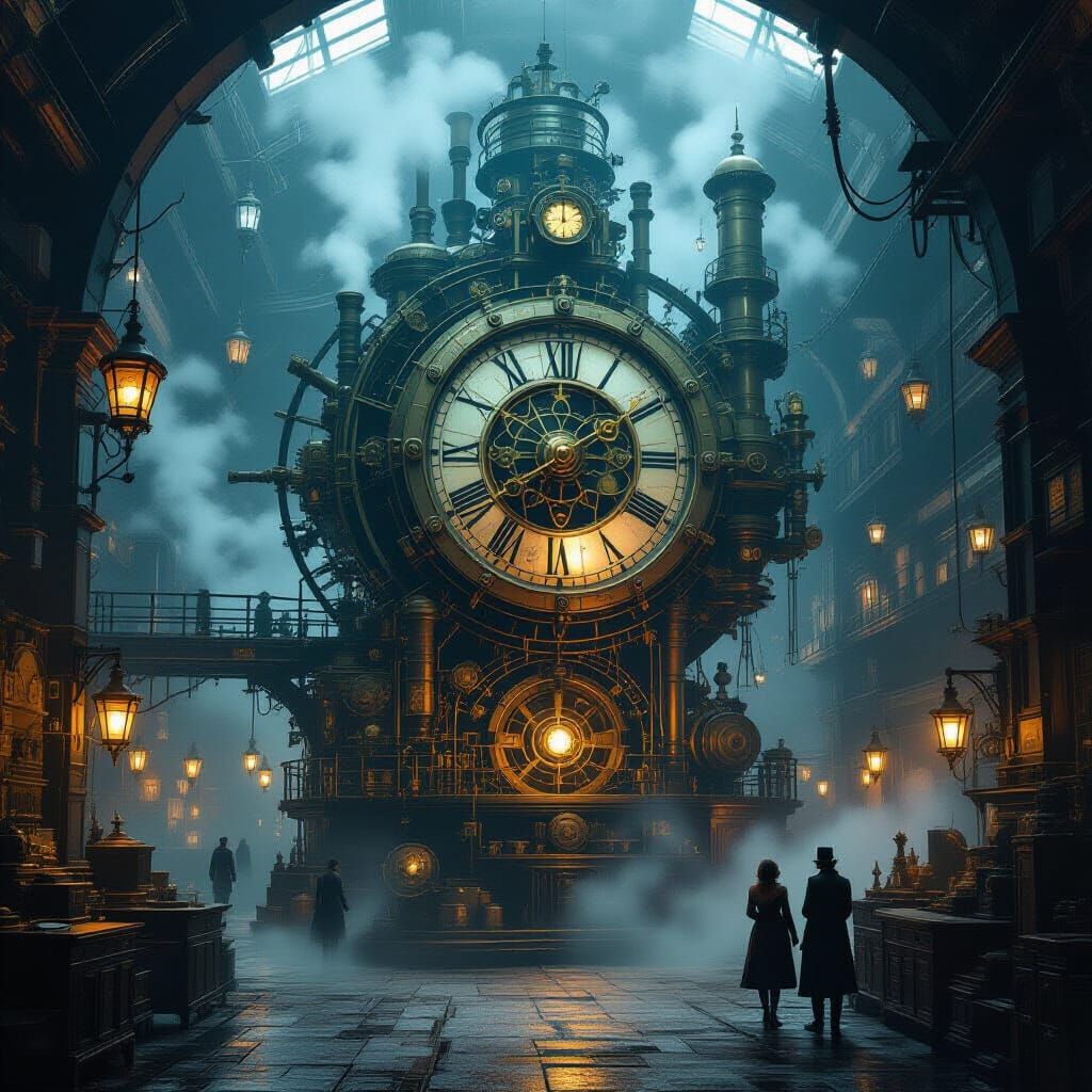 Steampunk Automaton Factory Beneath Victorian City