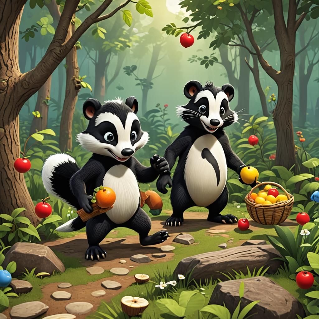 Scrumping Skunks 2 player co-operative 3D fruit collecting game