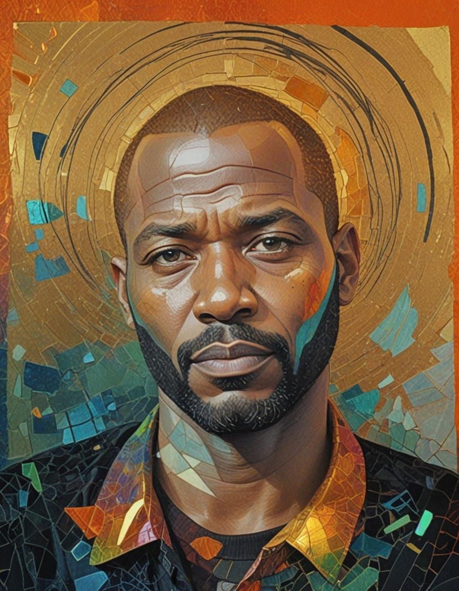 Abstract Portrait with Refracted Light Effects