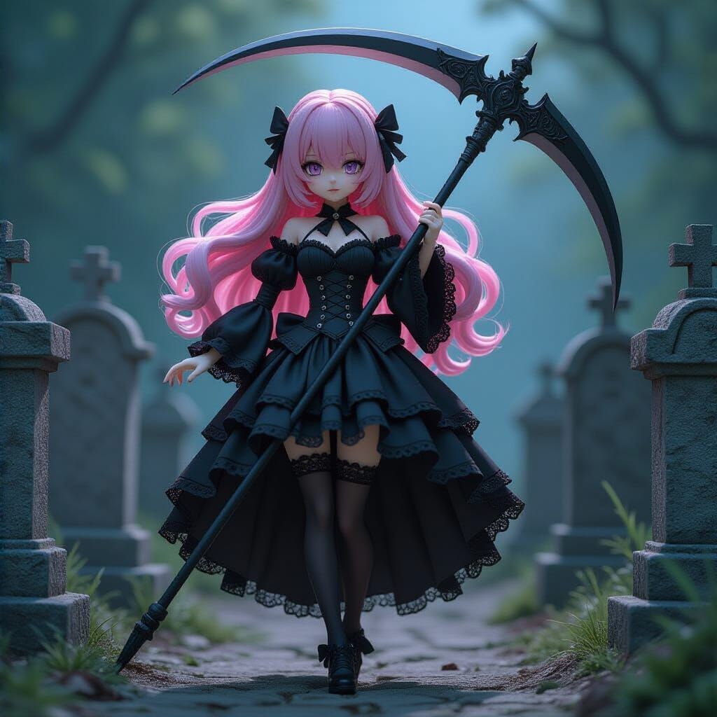 Gothic Woman Collectible Figure in Graveyard Diorama