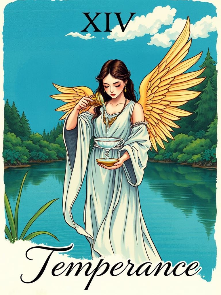 Ethereal Goddess of Balance in Dreamlike Landscape