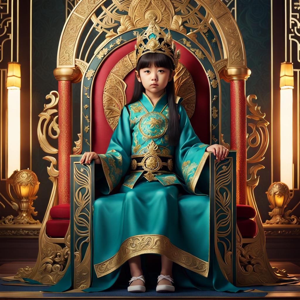 Empress Tarot Card: Young Girl in Art Nouveau Style