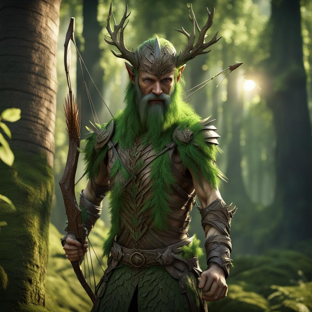 Fantasy Forest Archer with Wooden Skin