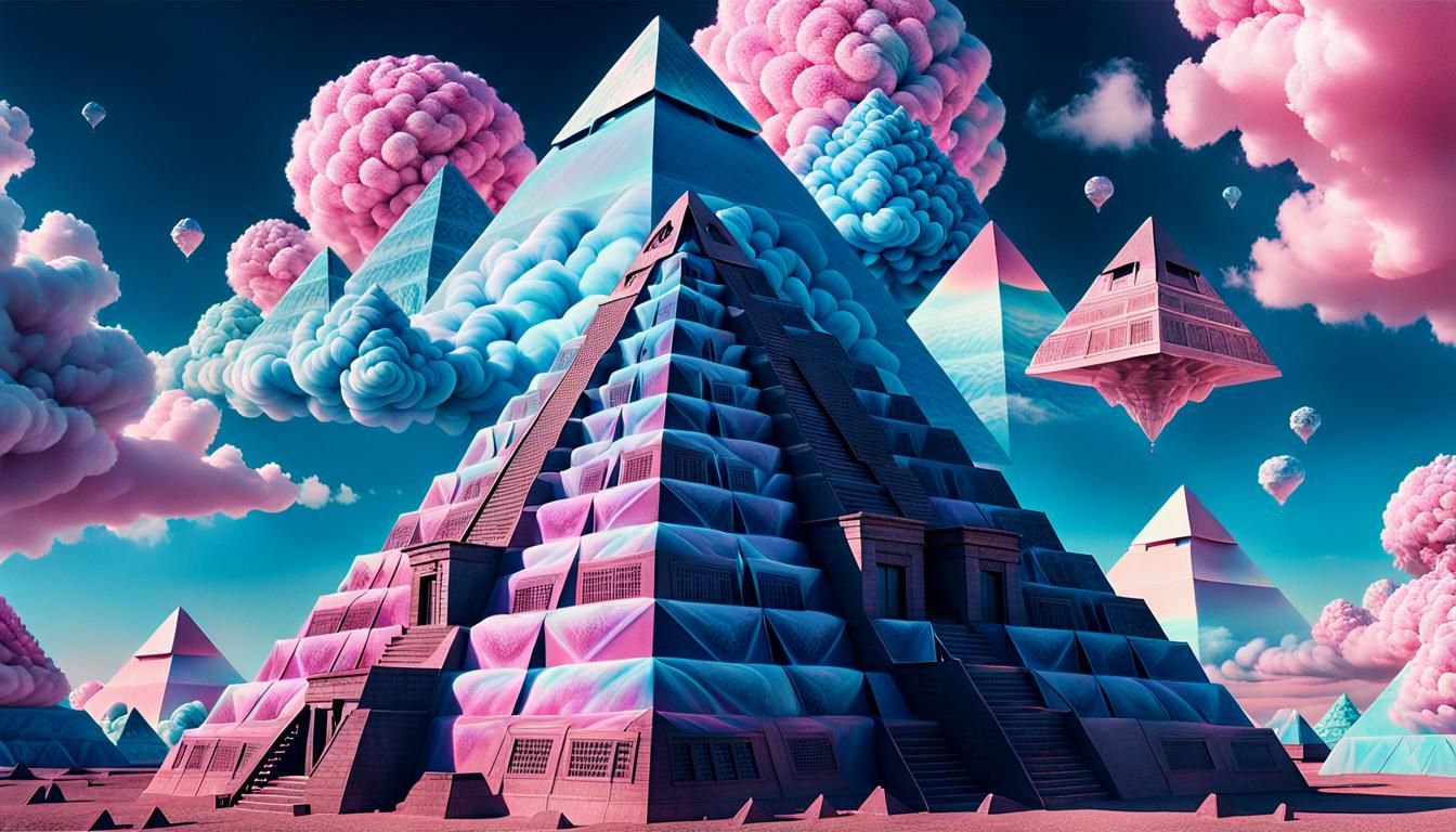 Fractal Pyramids in Surrealist Photorealism